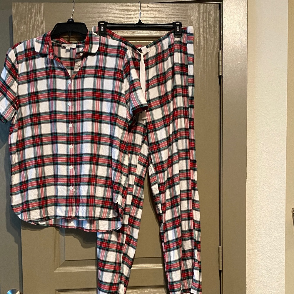 LOFT Plaid Pajama Set - Red, Black, White